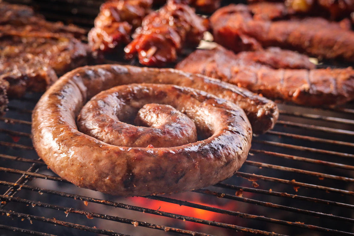 Boerewors sausage on a braai